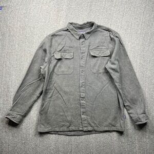 Patagonia Button Up Mens Large Gray Organic Cotton Flannel Shirt 53947 FA16